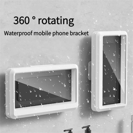 Vandtæt mobilcover til badeværelse – vægmonteret, sammenklappeligt, roterende, dugfrit touchskærmsstativ_OF