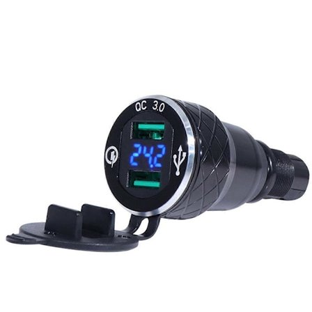 Motorcykel Dubbel USB-laddare DIN-uttag för F800GS F650GS F750GS R1200GS R1250GS Svart EU-kontakt [DB]