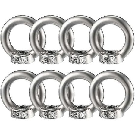 8 stk. Ringmutter Rustfritt Stål, M10 Ringmutter Øyebolt Øyemutter Øyebolt Øyemuttere Maskinvare Ringformet Hunn Gjenget Festeskrue For Tau Montering 