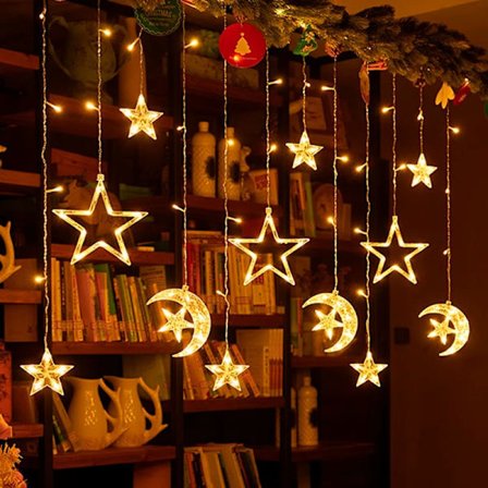 Eid Ramadan LED-gardinlamper Fairy Lights EU-stik varm hvid