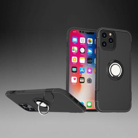 Iphone 12 Pro Max - Ring Skal - Svart Black Svart