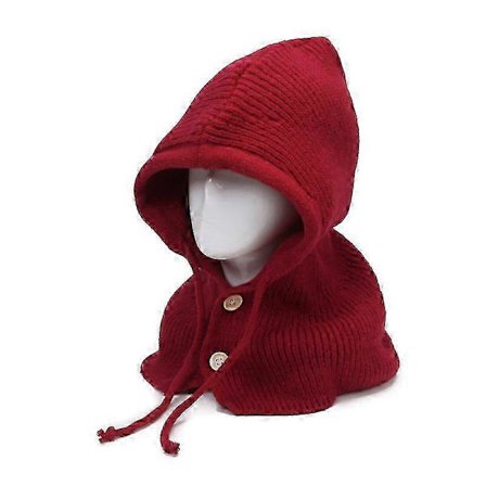 Vinterstrikket hue til kvinder med indbygget halsbeskyttelsestørklæde til udendørs kuldebeskyttelse