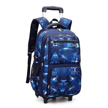 Skole rygsæk med hjul Skole rullende rygsæk Hjul taske Studerende klapvogn tasker til drenge Rejsebagage med frokostboks