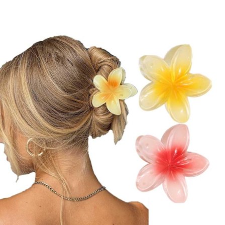 2 kpl Kukka hiusklipsit, Havaiji-kukkaklipsit, Suuret söpöt hiusklipsit naisille, joilla on paksut hiukset (2 kpl) [qb]