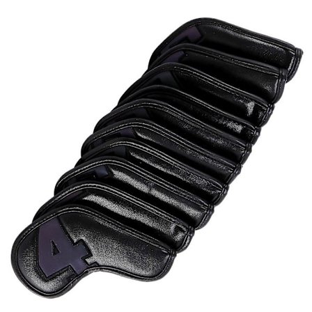 Golf Jern Covers 10 stk Golf Jern Hoved Covers Læder Golf Jern Covers Sæt Golf Jern Hovedbeskyttere Med