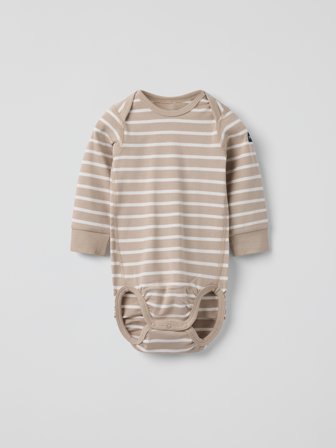 Polarn O. Pyret - Bodysuit striped - 50 - Childrenswear - beige