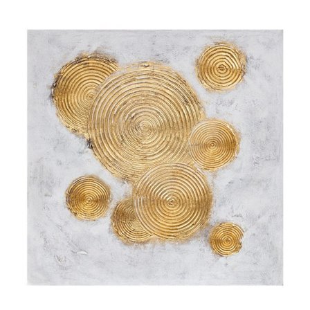 Koristeellinen kultainen canvas-taulu 82x82cm – valkoiset puukehykset