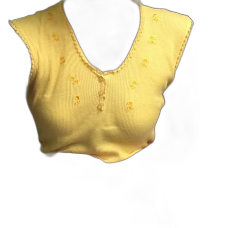 Gul topp med broderade blommor