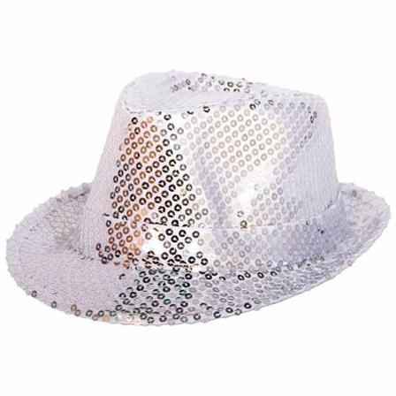 Trilby hatt i silver med glitter - Partyninja.se