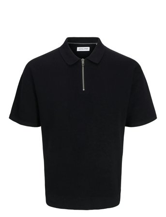 Jack & Jones Jjtroy Knit Zip Polo - Black - L