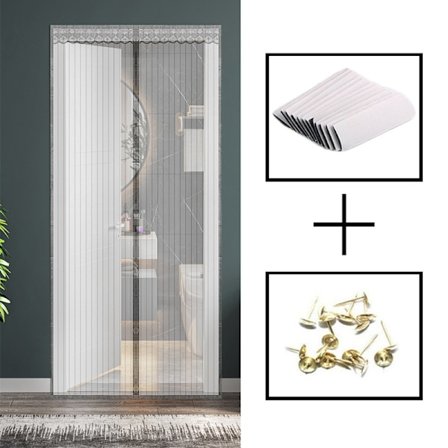 Myggbeständig dörrgardin med magnetisk kardborreband utan att behöva borra, självsugande magnetiskt myggnät, självhäftande