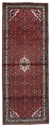 117X310 Alfombra Hosseinabad Oriental De Pasillo Negro/Rojo Oscuro (Lana, Persia) Carpetvista