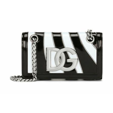 Dolce & Gabbana, Handbag Zwart, Dames, Maat:ONE Size,leer,Streeppatroon