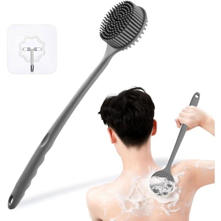 Long Handled Silicone Bath Brush, Non-Slip Grip Shower Brushes, Back Brush, Shower Scrubber and Back Scrubber