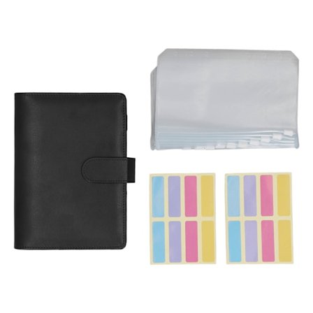 A6 Budget Binder Bærbar PU Læder Omslag A6 Binder Planner med Lynlåspose Etiketpapir til Kontor Skole