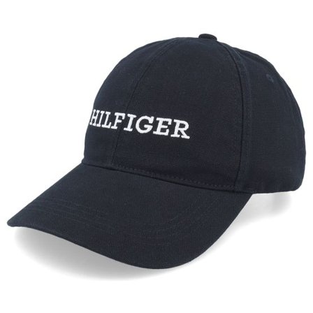Tommy Hilfiger - Svart unconstructed Keps - Th Monotype Soft 6 Panel Cap Black Dad Cap @ Hatstore