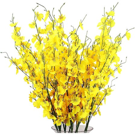 10 stk kunstige orkideer blomster silke falske orkideer blomster i bulk blomster kunstige til bryllup hjemmekontor dekor gul