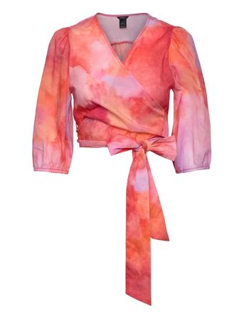 Blouse Lea Wrap Bluse Langermet Rosa Lindex*Betinget Tilbud