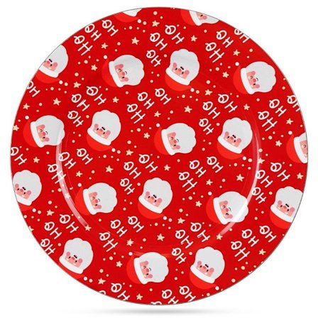 Julröd Rund Bordstablett 33 cm med Tomtemotiv