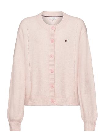 Tommy Pointelle Cardigan Strikkegenser Cardigan Rosa Tommy Hilfiger*Betinget Tilbud