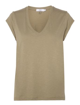 Cc Heart Basic V-Neck T-Shirt T-shirts & Tops Short-sleeved Kakigrønn Coster Copenhagen*Betinget Tilbud