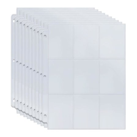 10-pakning - Plastlommer for Samlekort - Card Sleeves 9-lommers Transparent
