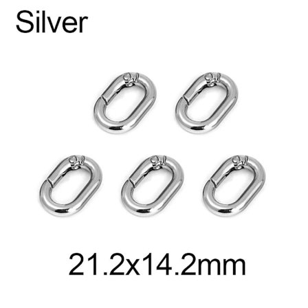 5 stk Spring Oval Ringe Taske Bæltespænder SØLV 21,2X14,2MM