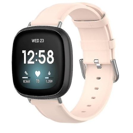 För Fitbit Versa 3 / Sense Band Läderersättning Armband Rem[rosa]