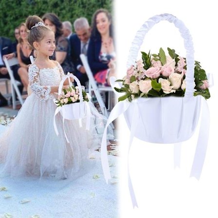 Bröllopsblommakorg Flower Girl Lace Pearl