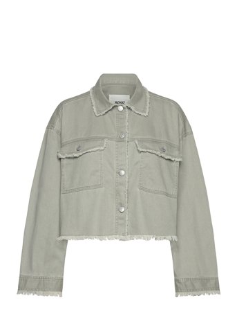 Monki Cropped Boxy Twill Jacket - Khaki green - S