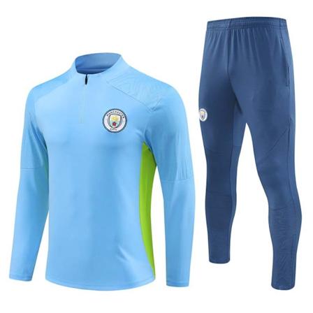 2024 Manchester City Ny Fotballdrakt Lang Ermetreningsett for Voksne og Barn Light blue 14