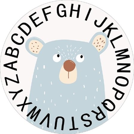 Rundt tæppe 100cm Børneværelse Piger Dyr Motiver Hvid Blå Børnetæppe Maskinvaskbart Skridsikker Blødt Tæppe til Soveværelse Stue