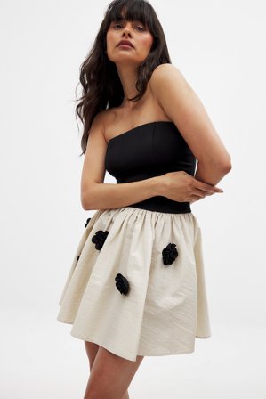 Handpicked x NA-KD Minikleid mit Blumendetail und voluminösem Rock - Trägerlose Kleider - Mehrfarbig - EU 40