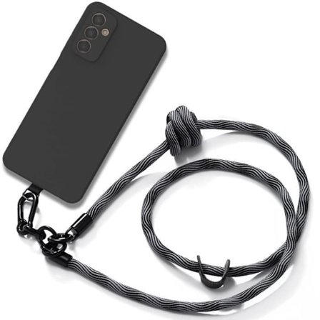 Skyddsskal - BOOLING - för Samsung Galaxy M23 5G - Svart silikon - Avtagbart snöre - Slim design