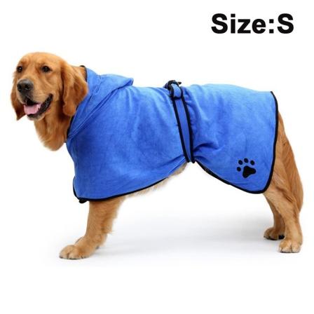 Hundebadekåpe Myk Super AbsoREent Luksuriøst Mikrofiber Hundetørkehåndkle Robe med Hette/Belte for Stor, Medium-Blå-S