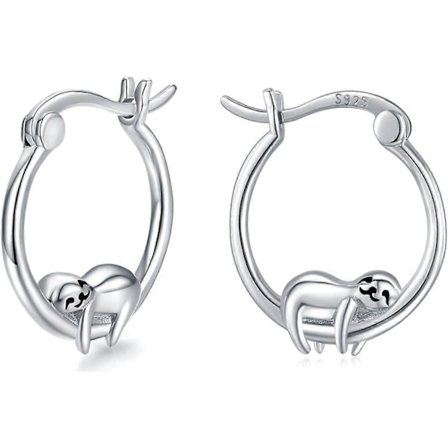 Sloth Huggie Hoop Øreringe 925 Sterling Sølv Små Dyr Huggie Brusk Øreringe Søde Manchetringe Ørestikker til Kvinder