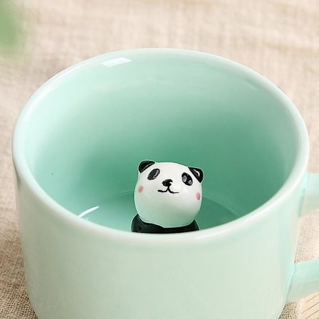 Kaffe Mælk Te Keramiske Krus 3d Dyrekop Bedste Gave Uden Ske Og Tallerken(Panda)