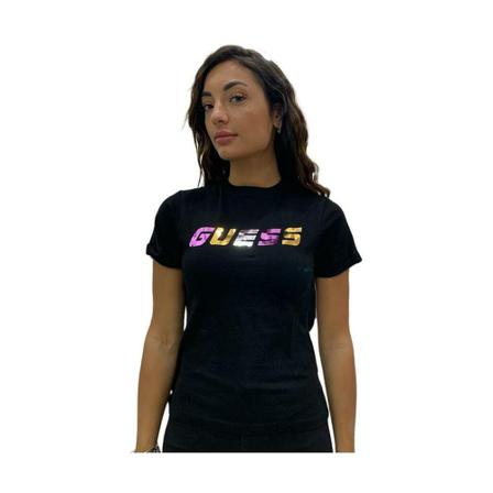 Guess, T-Shirts Zwart, Dames, Maat:M