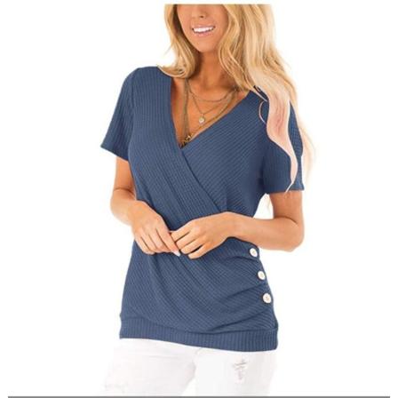 Kortærmet V-hals Wrap Strik Top 2XL