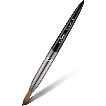 Akryl neglebørste #12 Oval Crimped Sable Akryl børste til negle Træ Neglekunst børste til akryl applikation Manicure værktøj