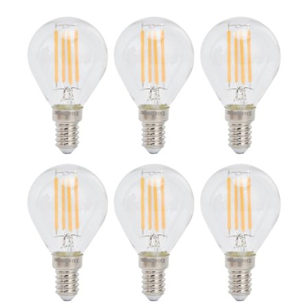 6 stk. G45 E14 LED-pærer Dimbar 4W Transparent Vintage Filamentpære for Lysekrone Varmt Lys 220V