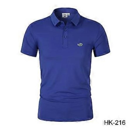 Vår/Sommer Herre Ny Fukttransporterende Hurtigtørkende Ensfarget Polo Skjorte Brodert Polo med Polokrage (4XL blå)