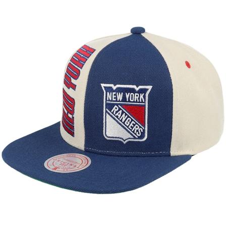 Mitchell & Ness - NHL Blauw snapback Cap - New York Rangers Pop Panel Off White/Navy Snapback @ Hatstore