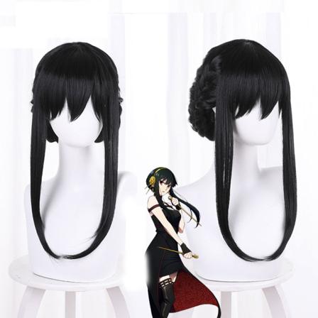 Yor Forger Cosplay Svart Peruk Hårnålsörhängen Anime Huvudbonader