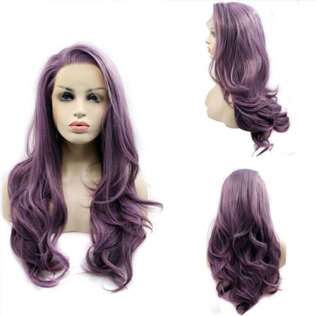 Violetti iso aalto pitkä kihara naisten peruukki