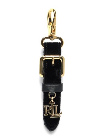 Logo Charm Velvet Key Fob Black Lauren Ralph Lauren