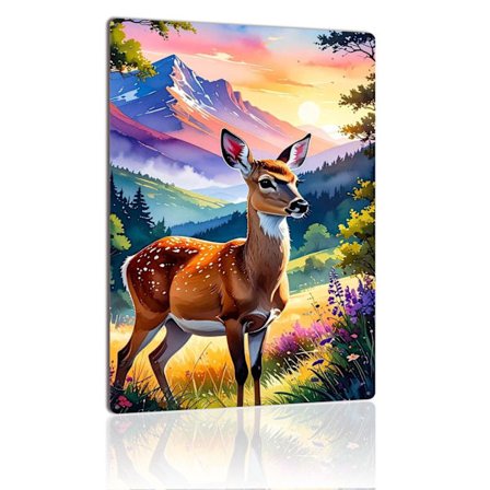 Peura metallikyltti villieläin vuoristo auringonlasku seinätaide vintage peltikyltti laatta luonto seinäkoriste lahja