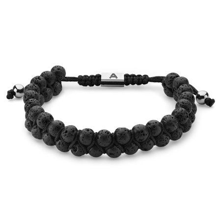 Pulsera con doble fila de piedra de lava Sanatio para hombres - Pulseras de perlas