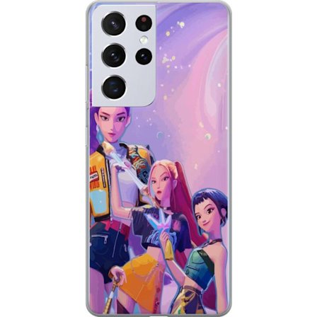 Kompatibelt Mobildeksel til Samsung Galaxy S21 Ultra 5G Futuristiske popdamer i neonfarger med magiske detaljer mot en drømmeaktig galaksebakgrunn