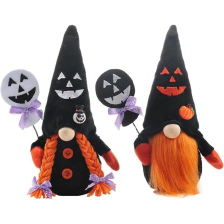Halloween Svart Tomtedocka Dvärgdekorationer 2 St Svart